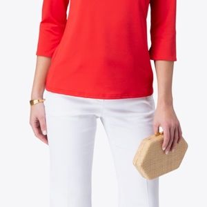 GRETCHEN SCOTT Red Ruffle Neck Top